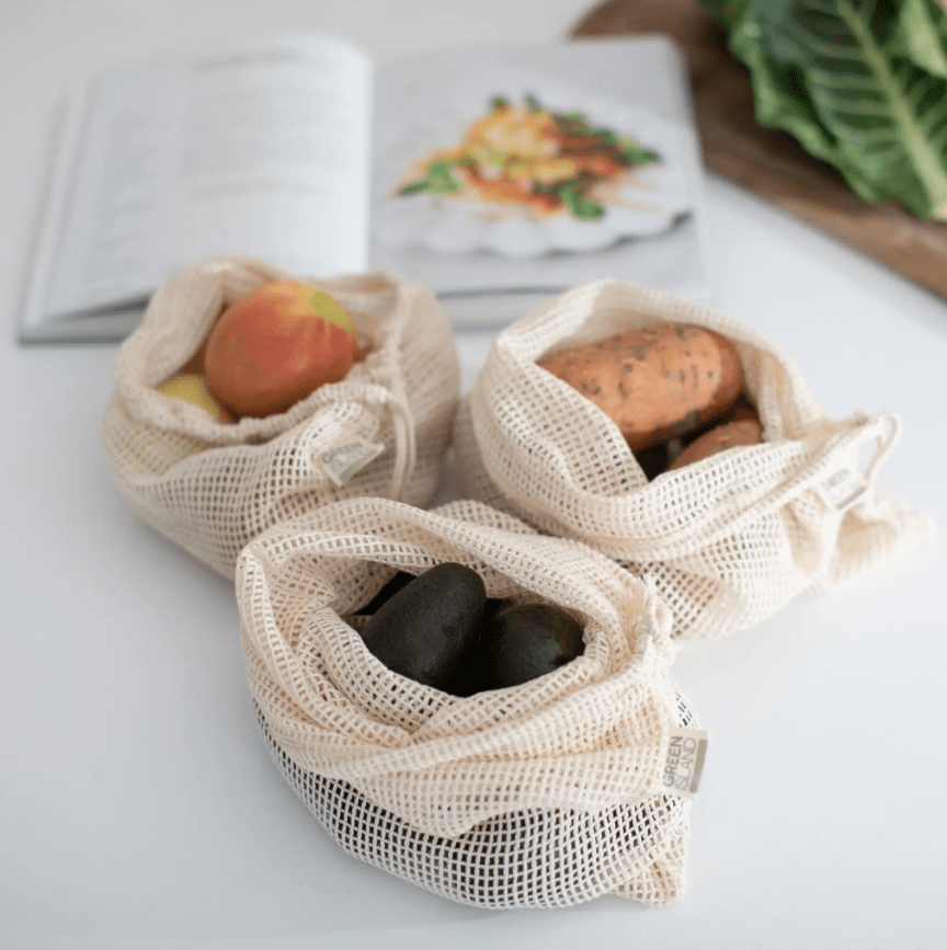 Organic Eco Reusable Mesh Bags For Produce, Veg & Fruit - 3 Pack - REGN