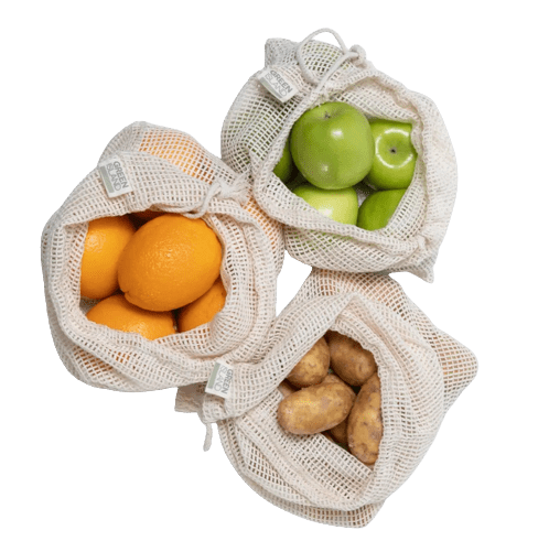 Organic Eco Reusable Mesh Bags For Produce, Veg & Fruit - 3 Pack - REGN