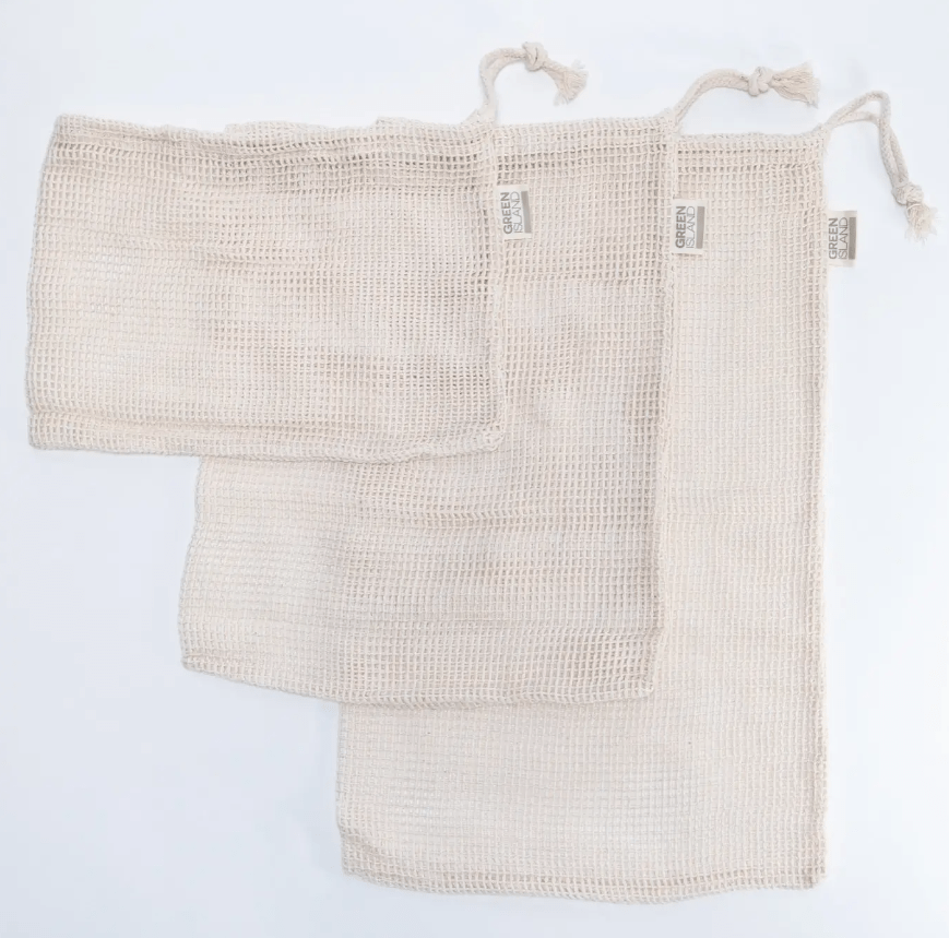 Organic Eco Reusable Mesh Bags For Produce, Veg & Fruit - 3 Pack - REGN