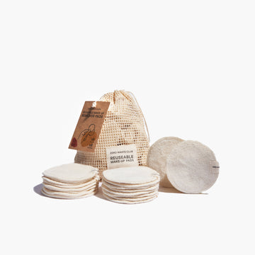 Organic Reusable Cotton Makeup Remover Pads - Eco Cotton Washable Pads, Pack of 16 - REGN