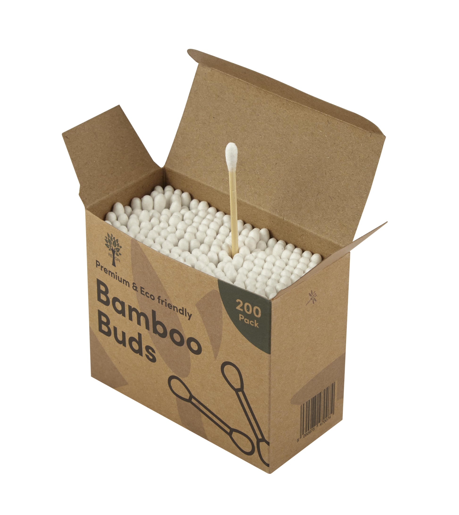 Re:gn Bamboo Cotton Buds – 200 Pack | Eco Plastic - Free Swabs - REGN