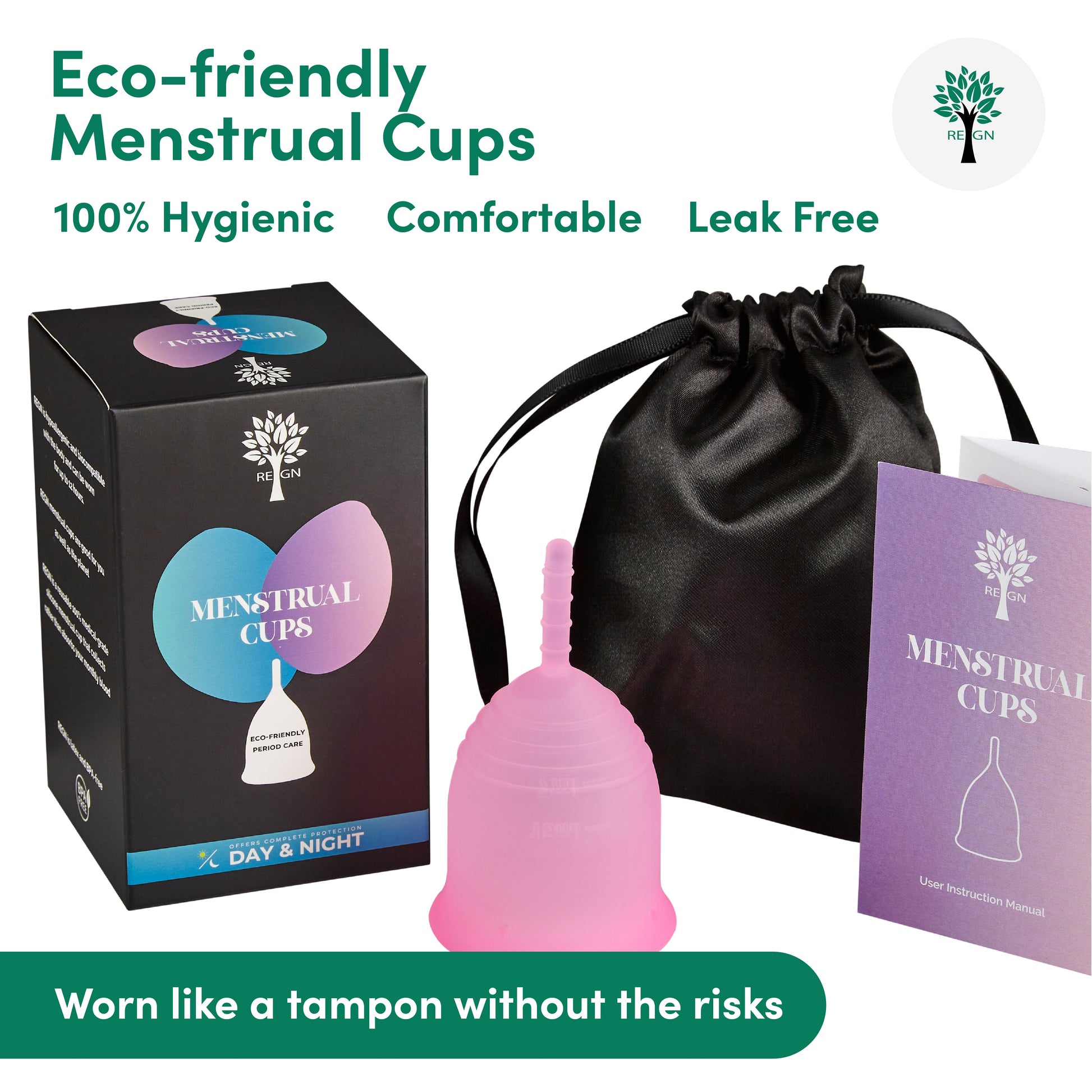 REGN Eco Menstrual Cup - Latex Free Period Cup For Day & Night - REGN