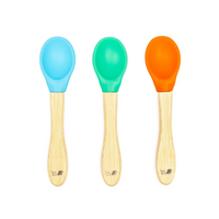 Baby silicone spoons in various colours